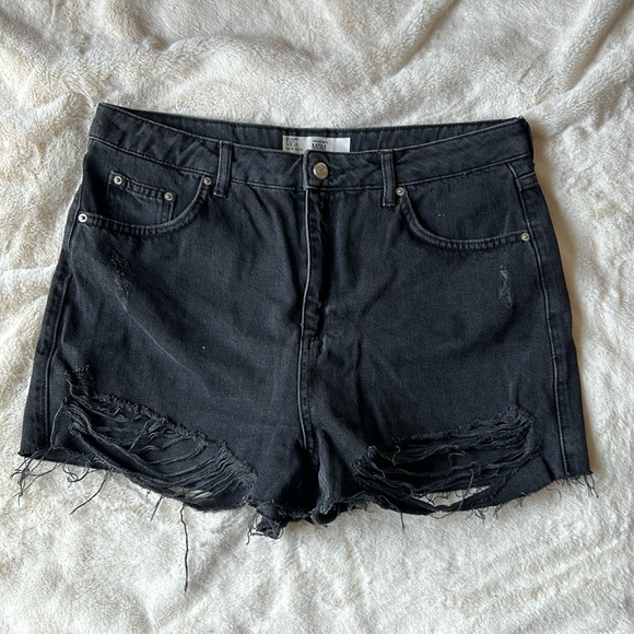 Topshop Pants - Topshop Black Distressed Mom High Rise Jean Shorts